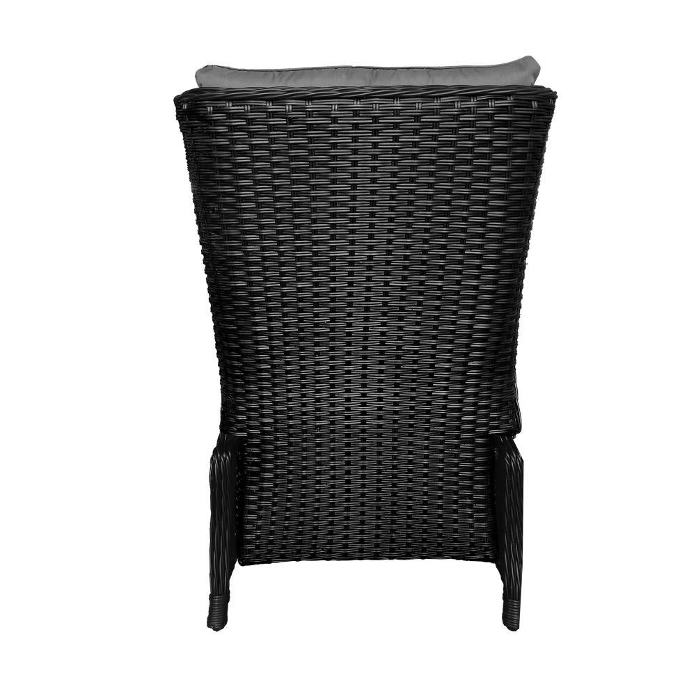 Outdoor Recliner with Adjustable Footrest Black