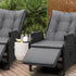 Outdoor Recliner with Adjustable Footrest Black