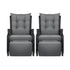 Sun Lounge Wicker Recliner 2 Pieces Black