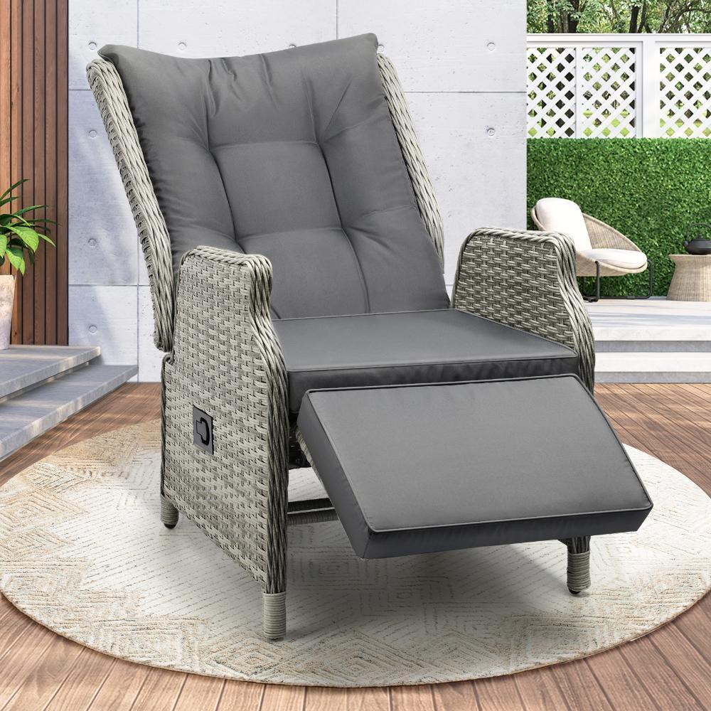 Recliner Chairs with Adjustable Footrest Grey