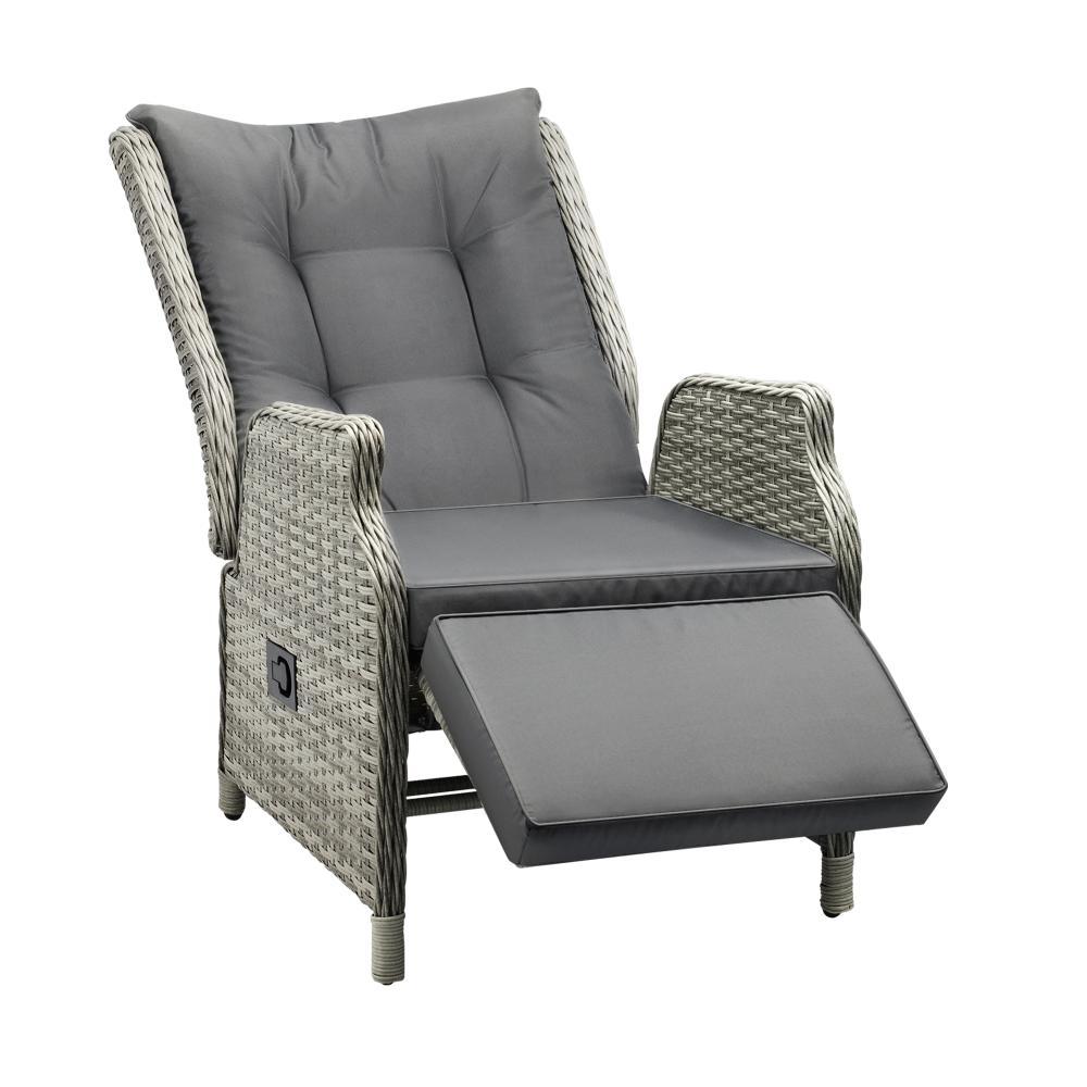 Recliner Chairs with Adjustable Footrest Grey