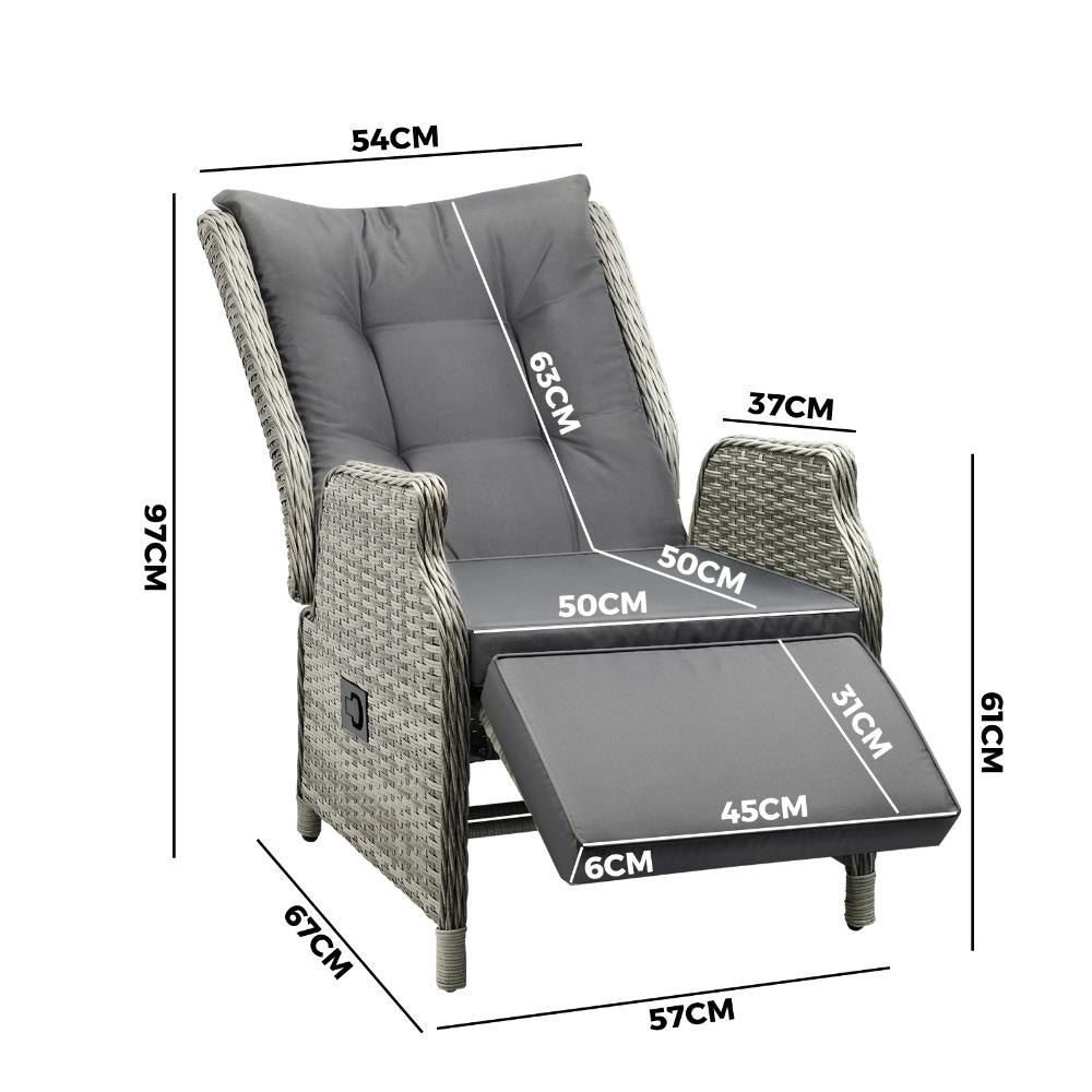 Recliner Chairs with Adjustable Footrest Grey