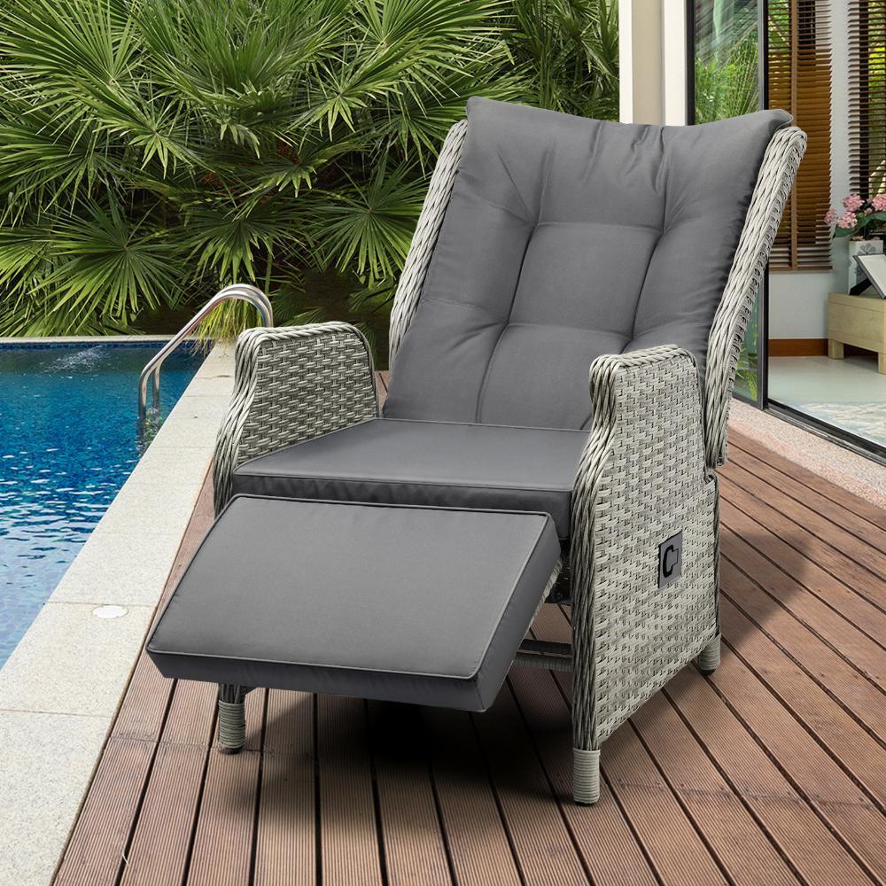 Recliner Chairs with Adjustable Footrest Grey