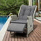 Outdoor PE Rattan Recliner Chair with Adjustable Footrest Grey