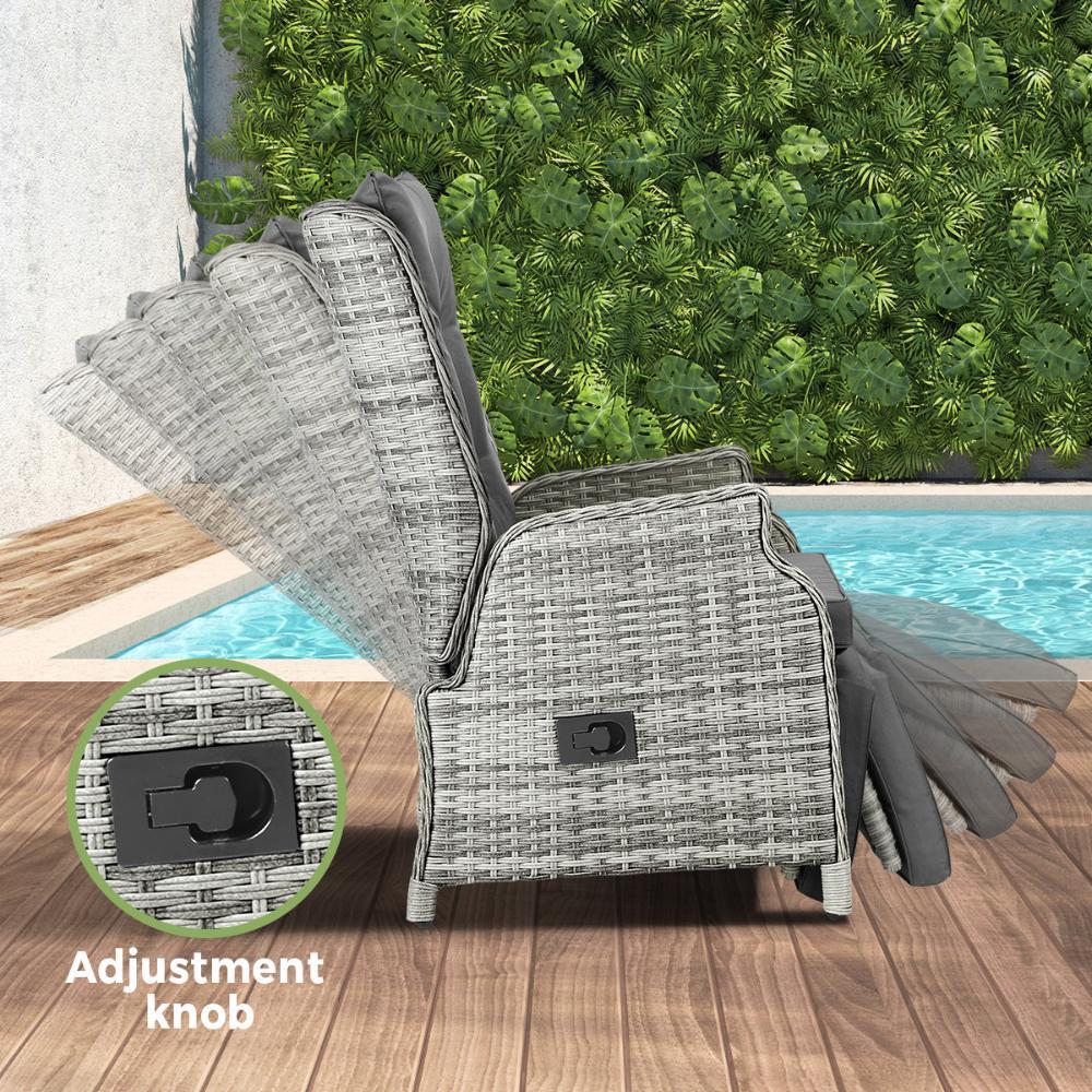 Recliner Chairs with Adjustable Footrest Grey