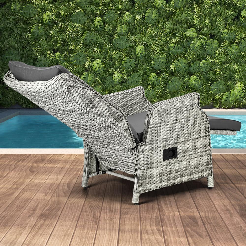 Recliner Chairs Wicker Sun lounge Grey X2