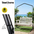 Wooden 2-Seater Outdoor Swing Chair with Black Stand White Hanging Chair