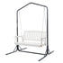Wooden 2-Seater Outdoor Swing Chair with Black Stand White Hanging Chair