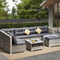 Livsip 6 Seater Outdoor Wicker Lounge Set Rattan Sofa with Coffee Table