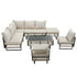 Livsip 7-Piece Rope Weave Outdoor Sofa Set with Tempered Glass Table, Khaki