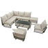 Livsip 7-Piece Rope Weave Outdoor Sofa Set with Tempered Glass Table, Khaki