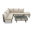 5-Piece Rope Weave Outdoor Sofa Set with Tempered Glass Table, Khaki