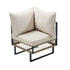 5-Piece Rope Weave Outdoor Sofa Set with Tempered Glass Table, Khaki