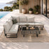 5-Piece Rope Weave Outdoor Sofa Set with Tempered Glass Table, Khaki