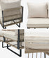 5-Piece Rope Weave Outdoor Sofa Set with Tempered Glass Table, Khaki