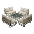 8 Seater Outdoor Sofa Set with Table, Rope Weave, Khaki, 150kg Cap