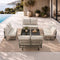 8 Seater Outdoor Sofa Set with Table, Rope Weave, Khaki, 150kg Cap