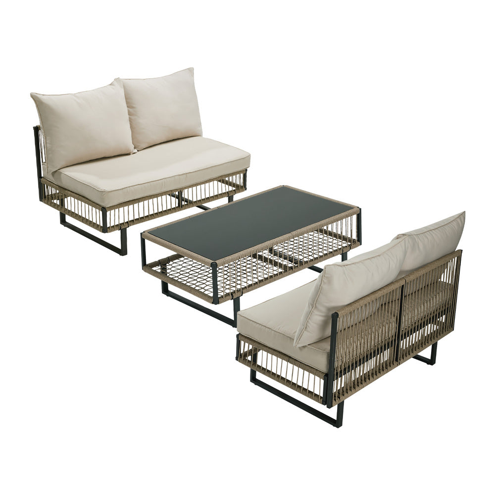 4 Seater Outdoor Sofa Set Table and Chairs Furniture, Cocoon Style Design