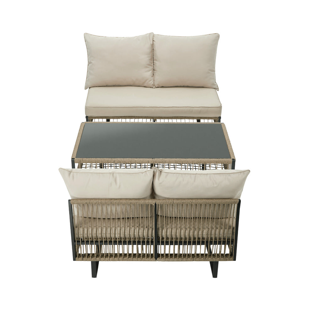 4 Seater Outdoor Sofa Set Table and Chairs Furniture, Cocoon Style Design
