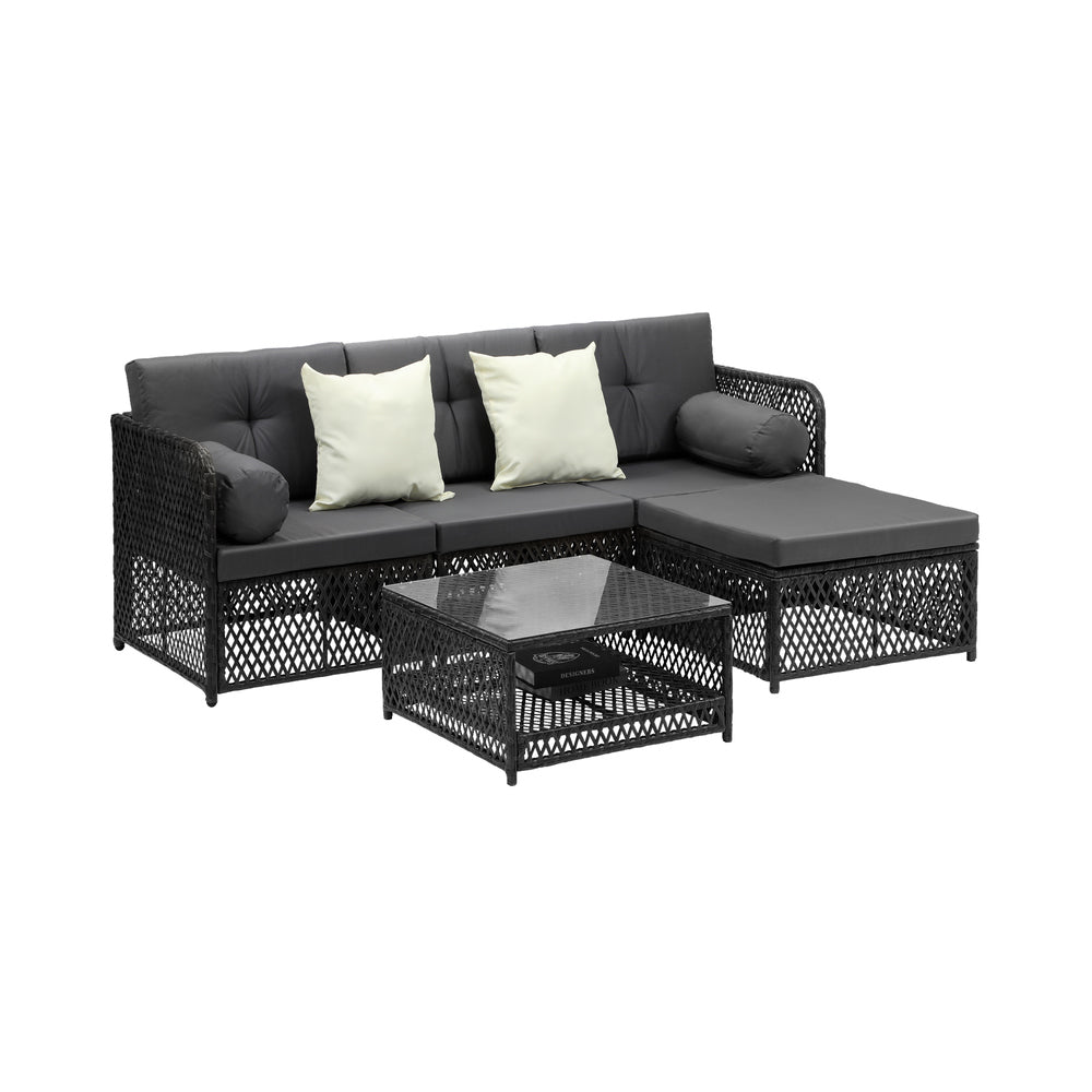 Outdoor Sofa Set 4 Seater Wicker Corner Modular Setting