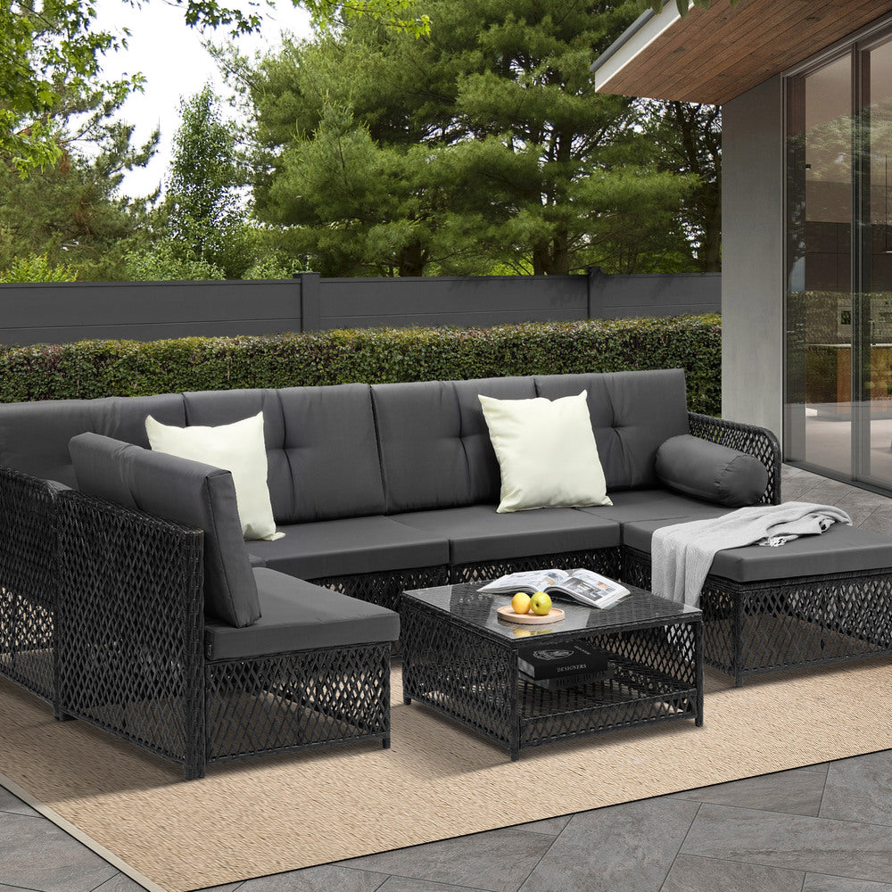 Outdoor Sofa Set 6 Seater Wicker Rattan Lounge Setting