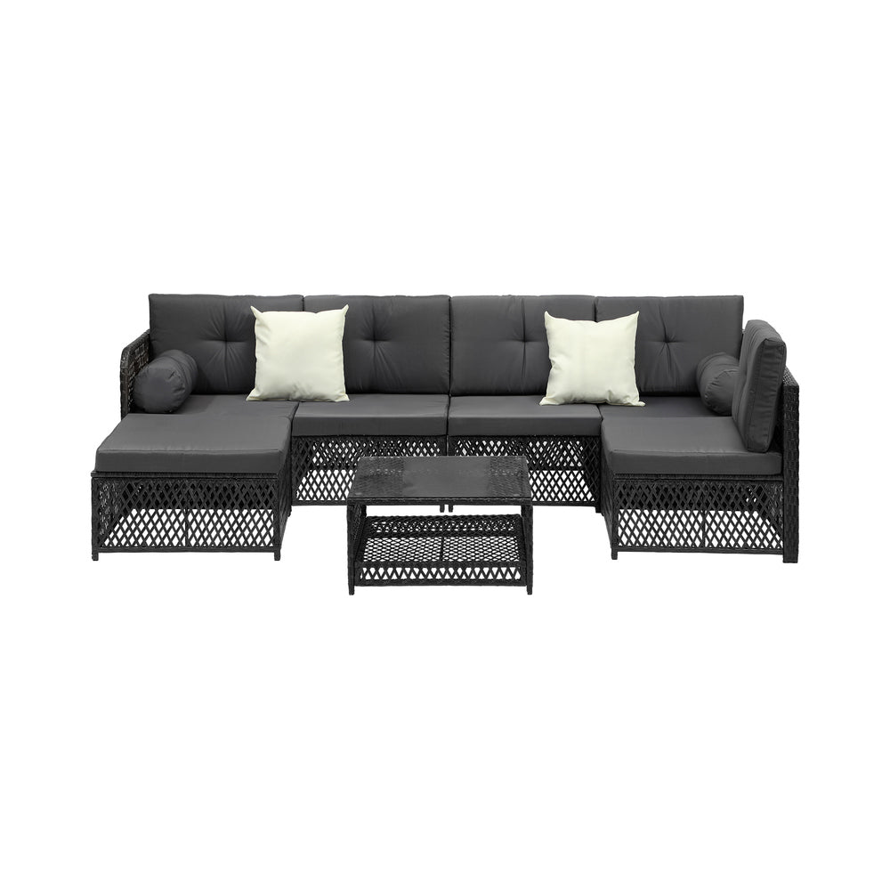 Outdoor Sofa Set 6 Seater Wicker Rattan Lounge Setting