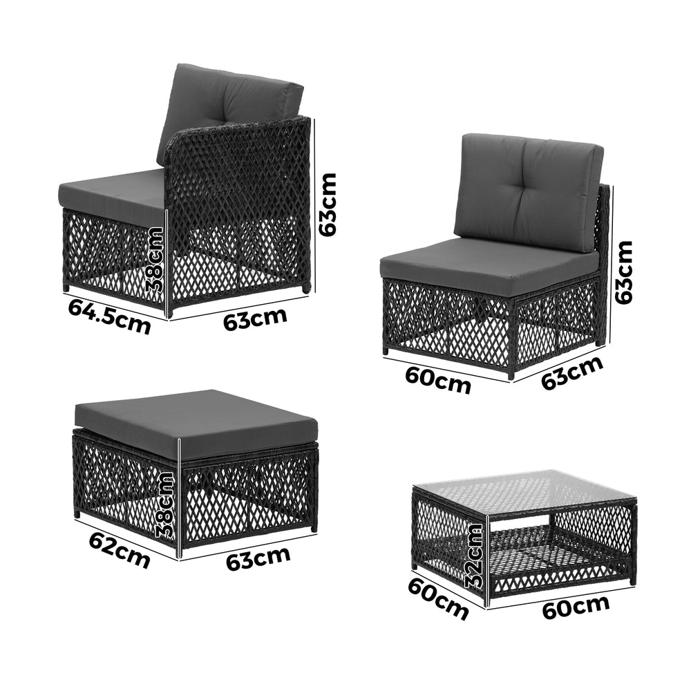 Outdoor Sofa Set 6 Seater Wicker Rattan Lounge Setting