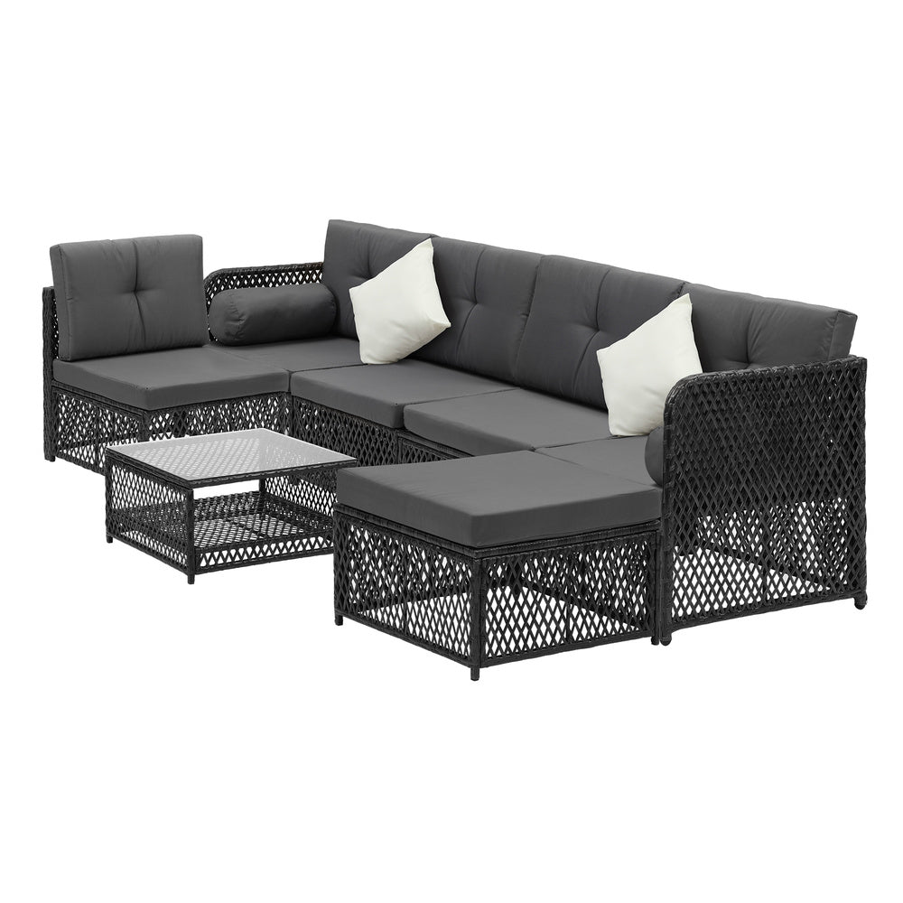 Outdoor Sofa Set 6 Seater Wicker Rattan Lounge Setting