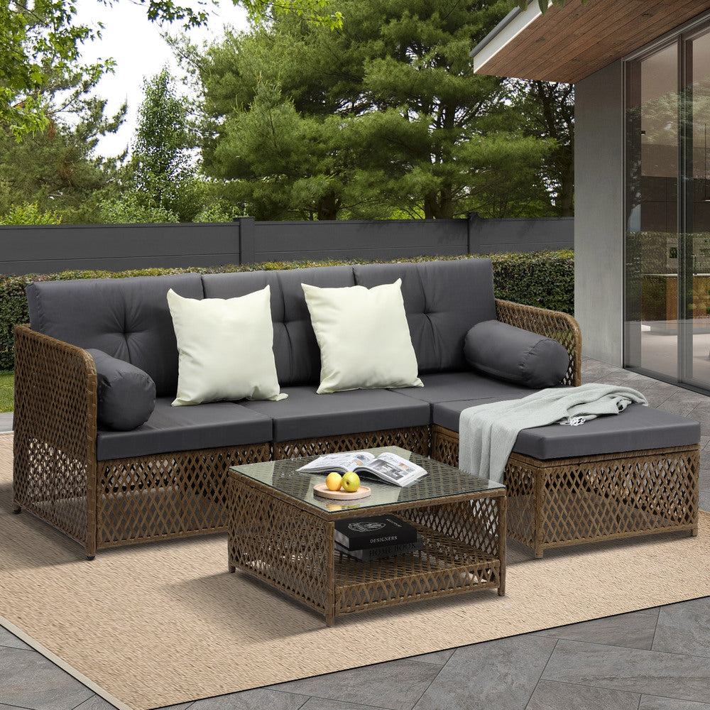 Outdoor Furniture Lounge Setting 4 Seater Wicker Sofa Set