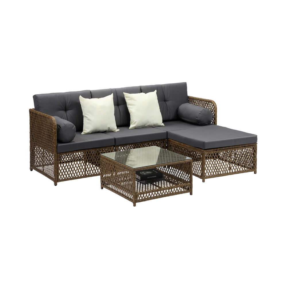 Outdoor Furniture Lounge Setting 4 Seater Wicker Sofa Set