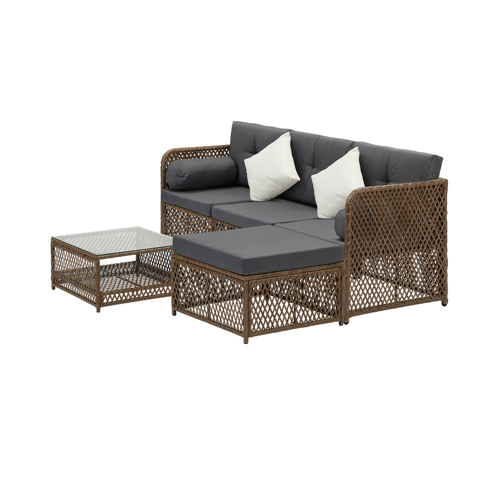 Outdoor Furniture Lounge Setting 4 Seater Wicker Sofa Set