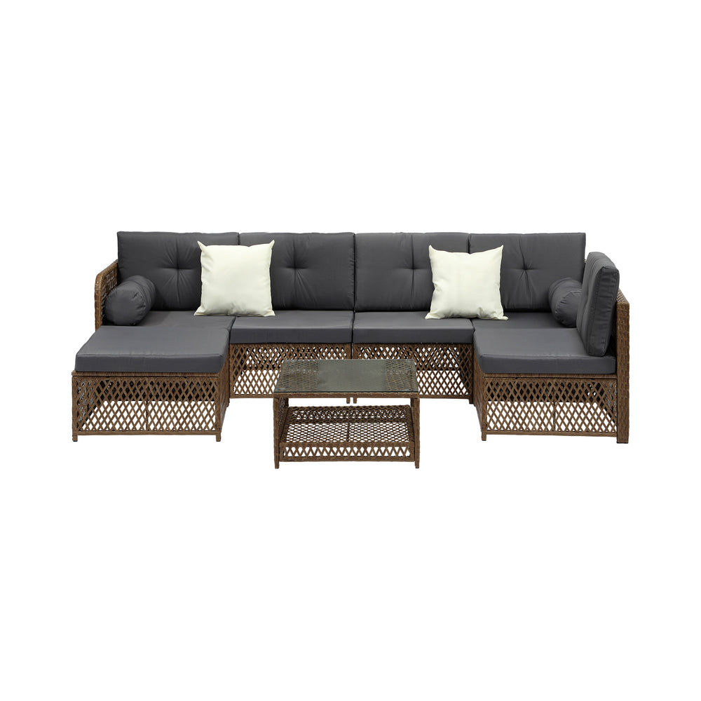 Outdoor Furniture Lounge Setting 6 Seater Wicker Sofa Set