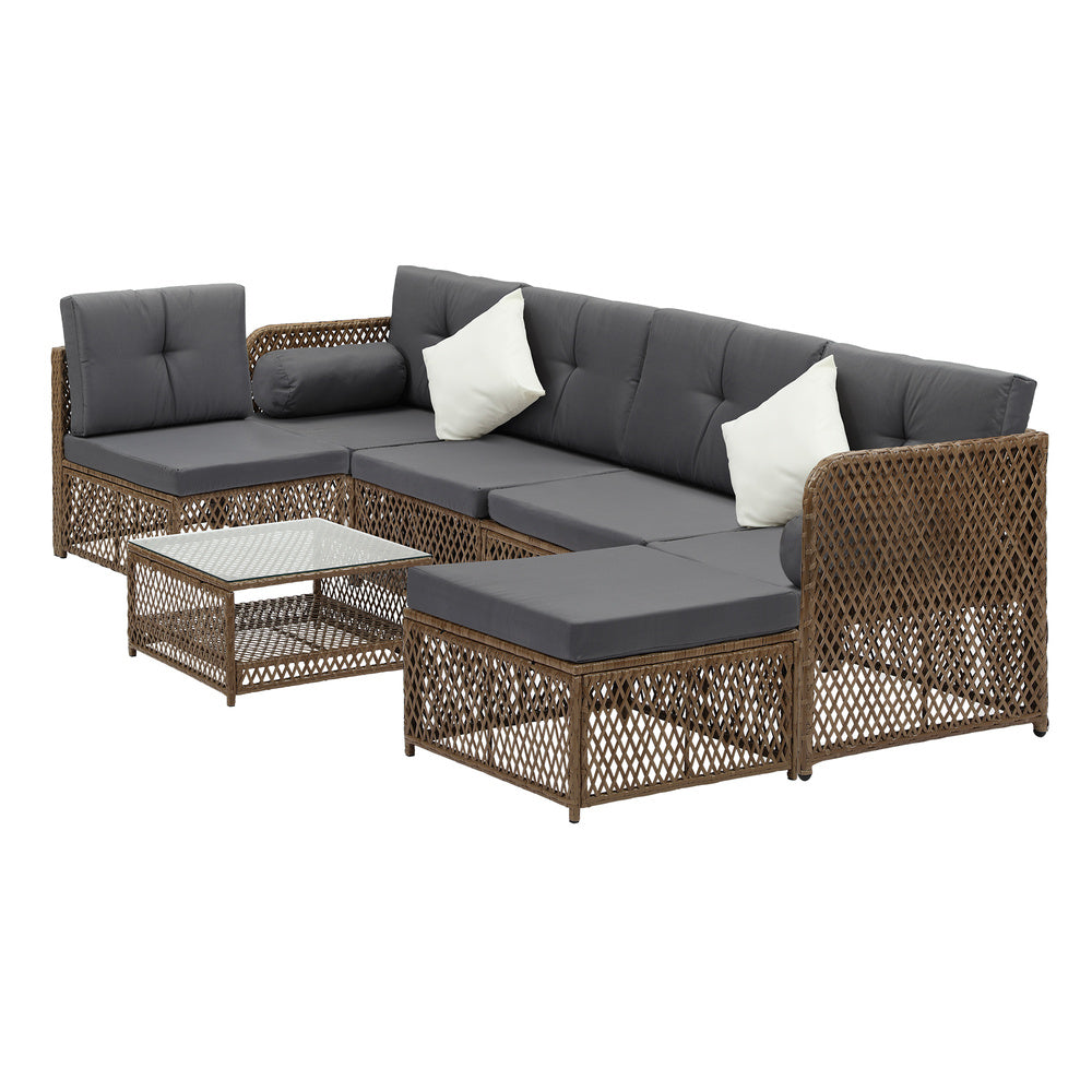 Outdoor Furniture Lounge Setting 6 Seater Wicker Sofa Set