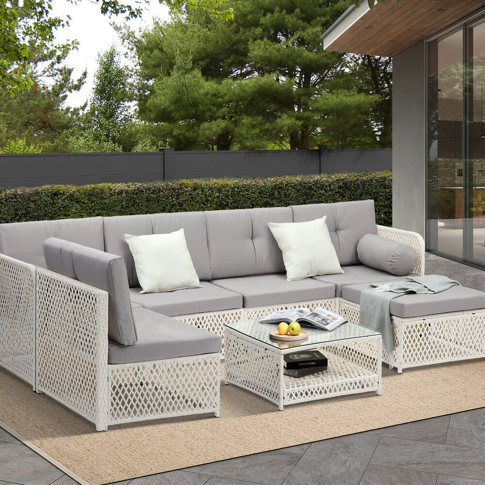 Outdoor Furniture Sofa Set 7-Piece Wicker Lounge Setting