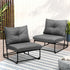 2PCS Outdoor Dining Chairs Patio Sofa Lounge Chair Grey