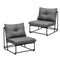 2PCS Outdoor Dining Chairs Patio Sofa Lounge Chair Grey