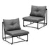 2PCS Outdoor Dining Chairs Patio Sofa Lounge Chair Grey