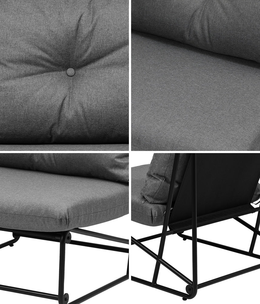 2PCS Outdoor Dining Chairs Patio Sofa Lounge Chair Grey