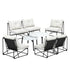 Livsip 8PCS Outdoor Sofa Set 2-in-1 Coffee Table with Chairs Beige
