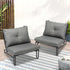 2PC Outdoor Lounge Chairs Patio Sofa with Cushions Grey