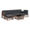 Livsip 6 Seater Outdoor Sofa Set 7PCS Wicker Lounge Patio Setting Table Ottoman