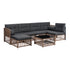Livsip 6 Seater Outdoor Sofa Set 7PCS Wicker Lounge Patio Setting Table Ottoman