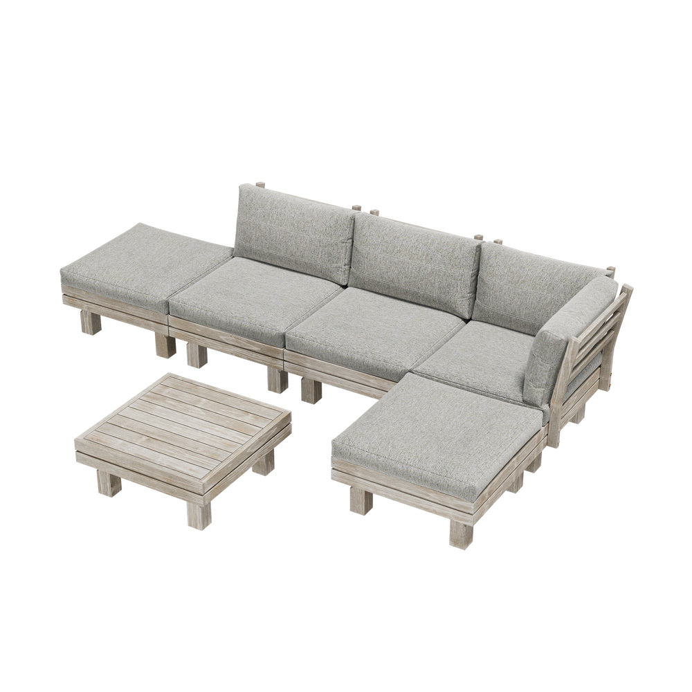 Livsip 6 Piece Outdoor Furniture Sofa Set Wooden Lounge Setting