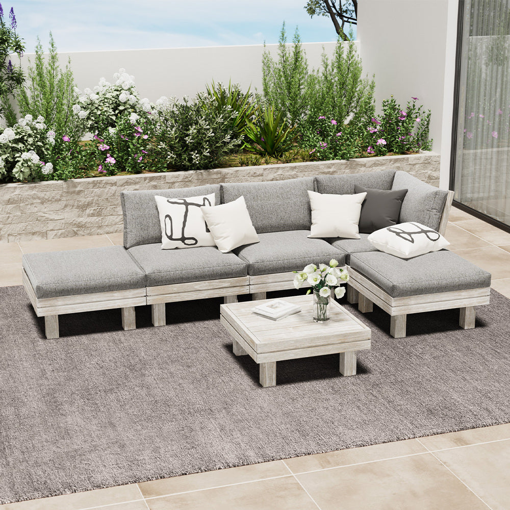 Livsip 6 Piece Outdoor Furniture Sofa Set Wooden Lounge Setting