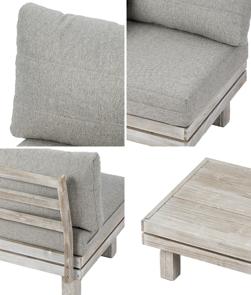 Livsip 9PCS Outdoor Sofa Set Wooden Lounge Setting Table Chair
