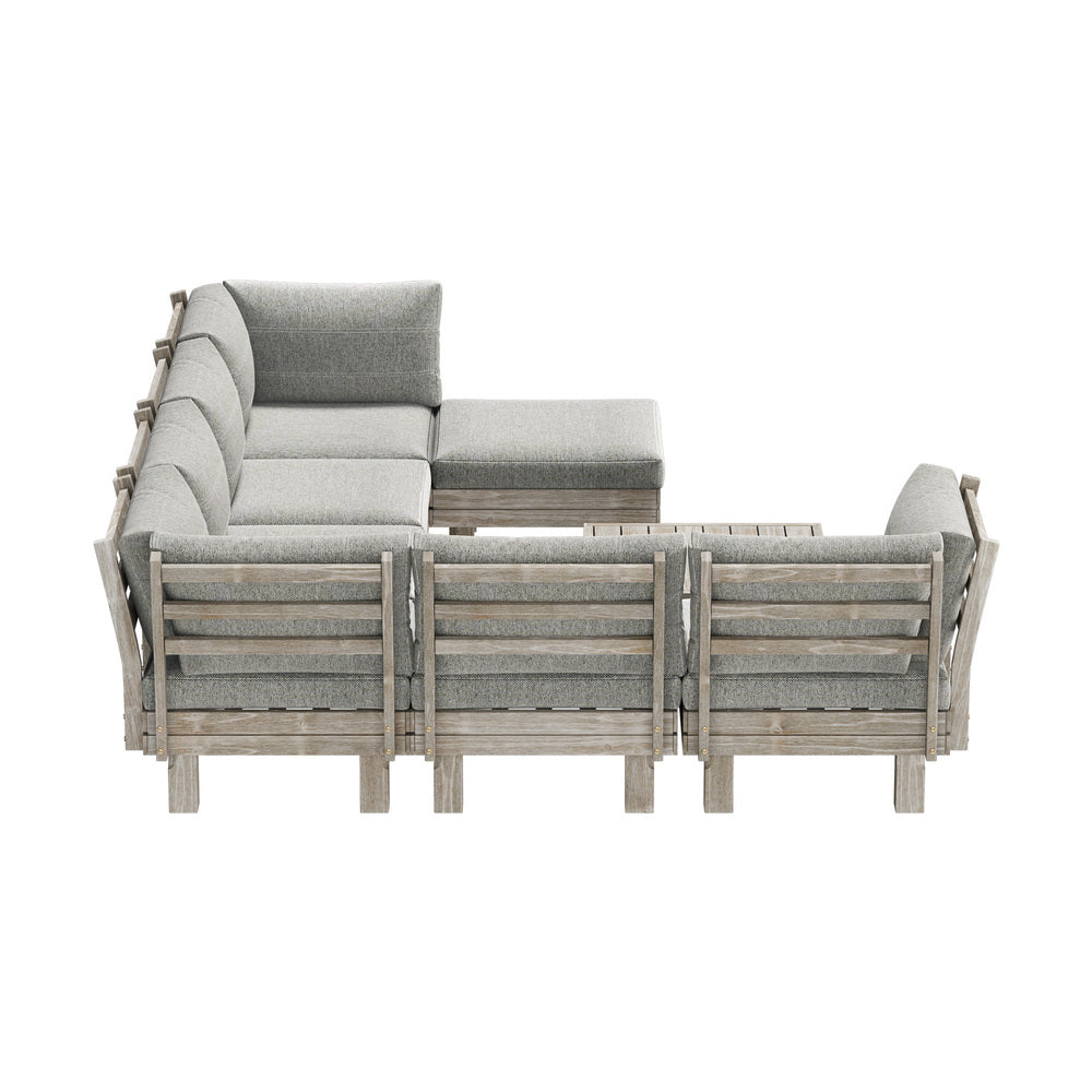 Livsip 8PCS Outdoor Sofa Set Wooden Lounge Setting Table Chair