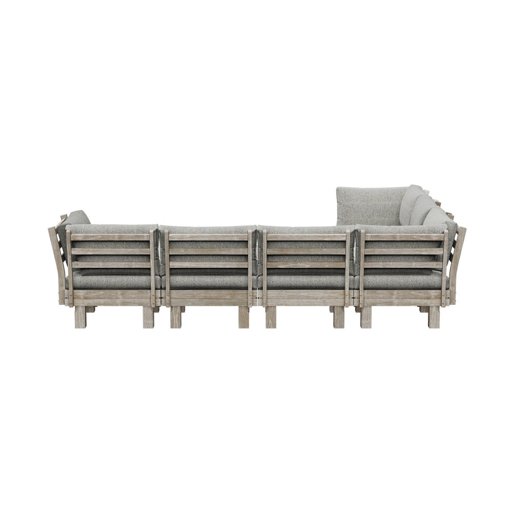 Livsip 8PCS Outdoor Sofa Set Wooden Lounge Setting Table Chair