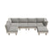 6-Piece Beige Outdoor Sofa Set with Coffee Table, Wood Frame, 150kg