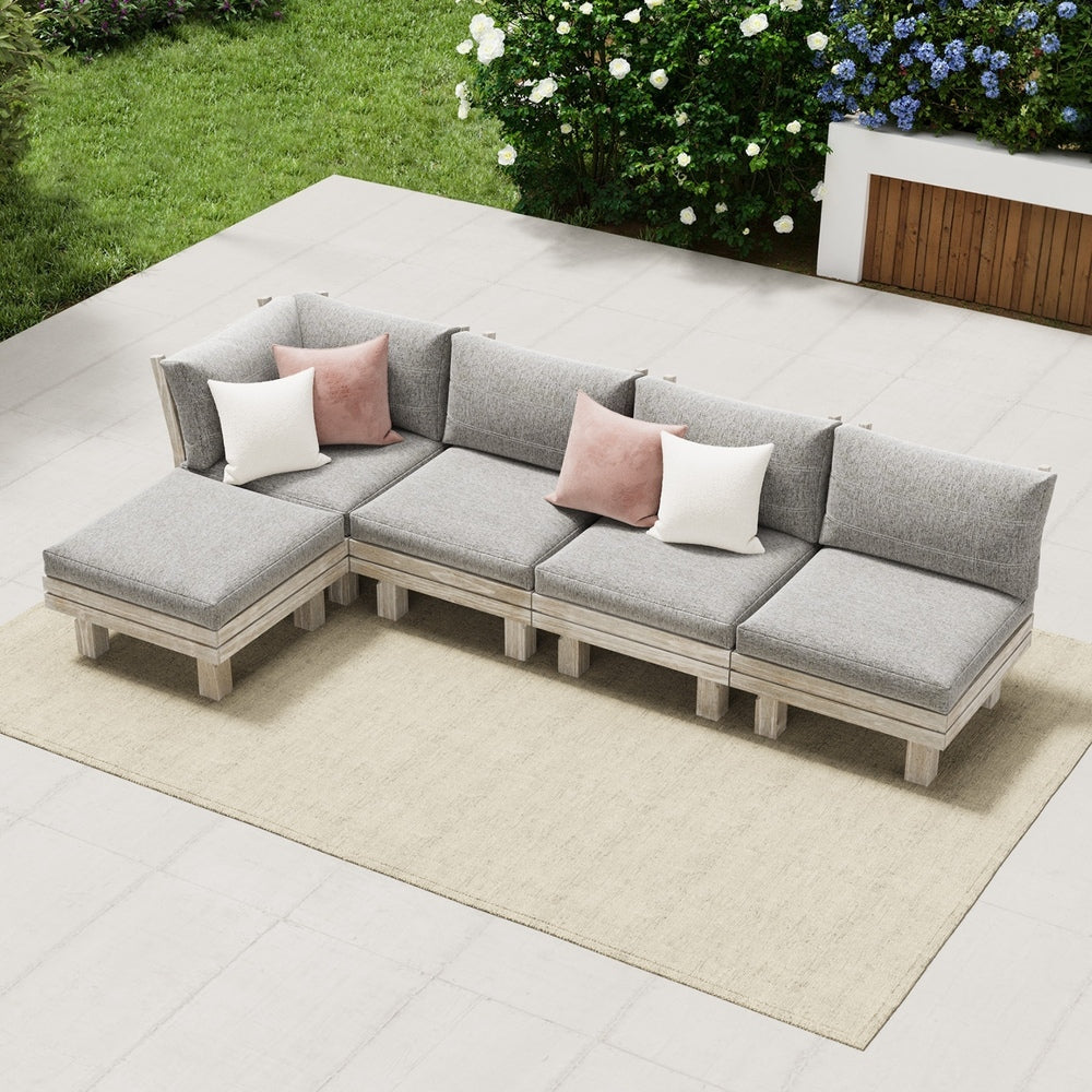 Livsip 5PCS Outdoor Furniture Sofa Set Wooden Lounge Setting