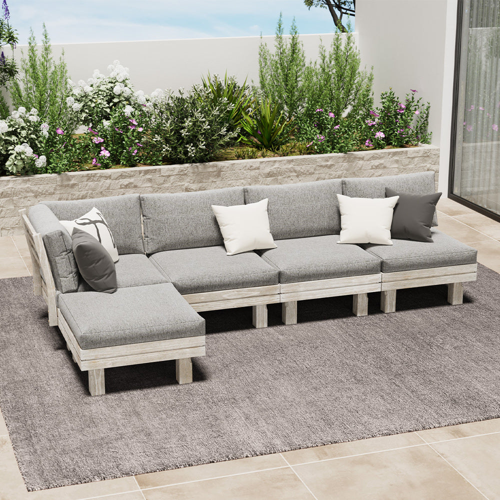 Livsip 5PCS Outdoor Furniture Sofa Set Wooden Lounge Setting
